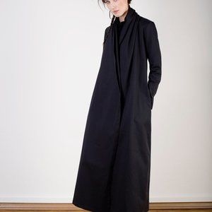 Long  Black jacket, minimalist  coat, Black maxi length jacket, ethical sustaina